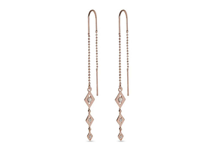 CZ Studded kite Threader Earring